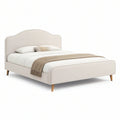 Čalouněná manželská postel s obloukovým čelem 160 × 200 cm, krémová, 174 × 216 × 110 cm